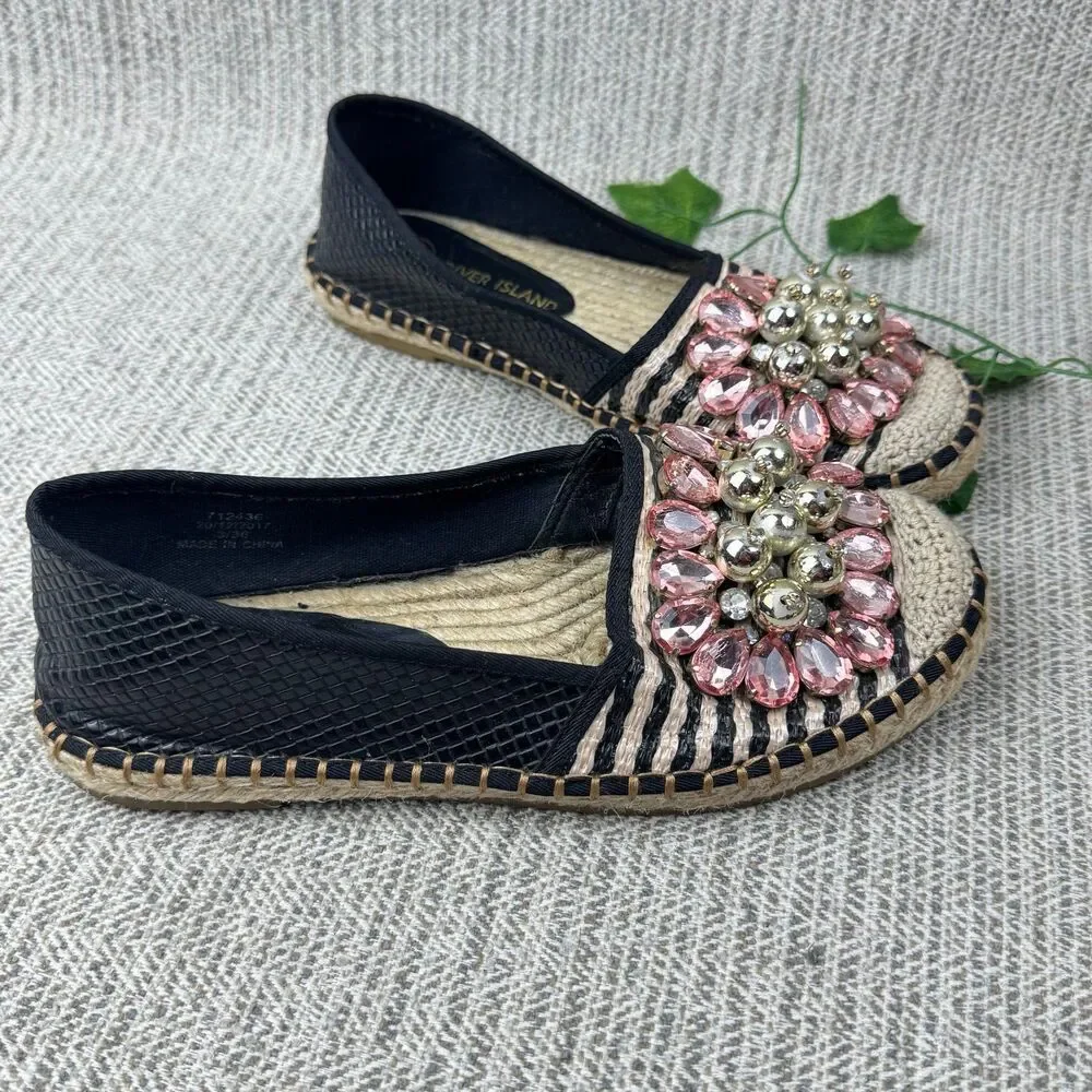 RIVER ISLAND EMBELLISHED ESPADRILLES FLAT SHOES 3/36